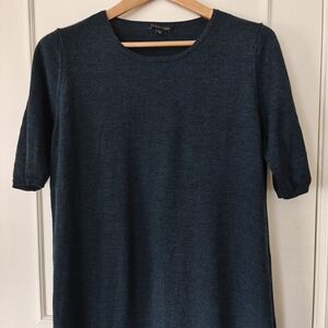 Eileen Fisher Dark Teal Merino Jersey Dress - Size Large